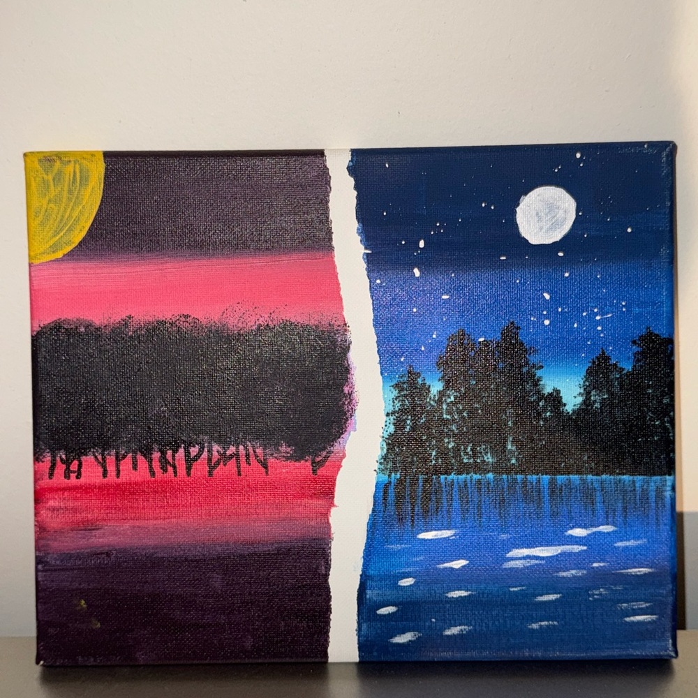 Abstract Day and Night Canvas Art